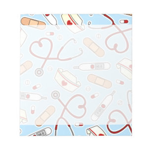 Bloc-note Infirmière Amour Imprimer Arrière - plan bleu