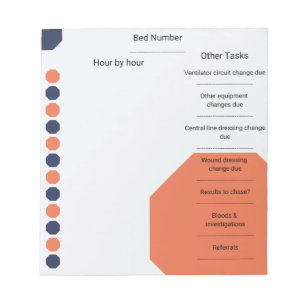 Bloc-note Infirmière de soins critiques Planificateur de cha