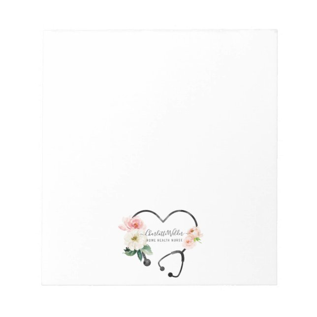 Bloc-note Infirmière en santé Aide soignante Stethoscope flo (Devant)