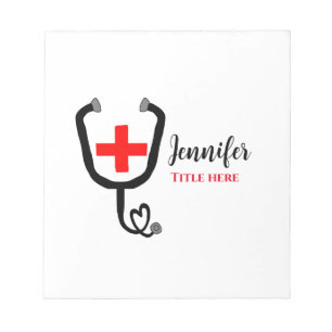 Bloc-note Infirmière médecin rouge plus stéthoscope ajouter