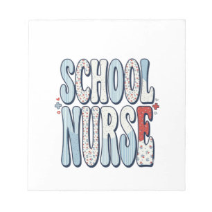 Bloc-note Infirmière scolaire vintage floral typographie con