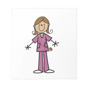 Bloc-note Infirmière Stick Figure Peau Moyenne Féminine