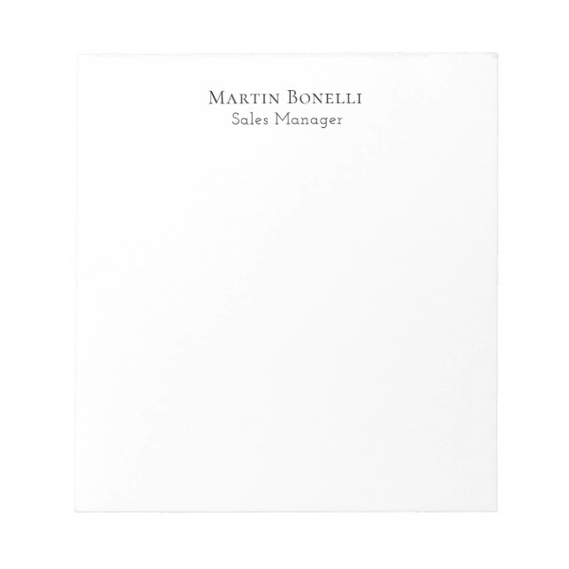 Bloc-note Informations de nom propre classique professionnel (Devant)