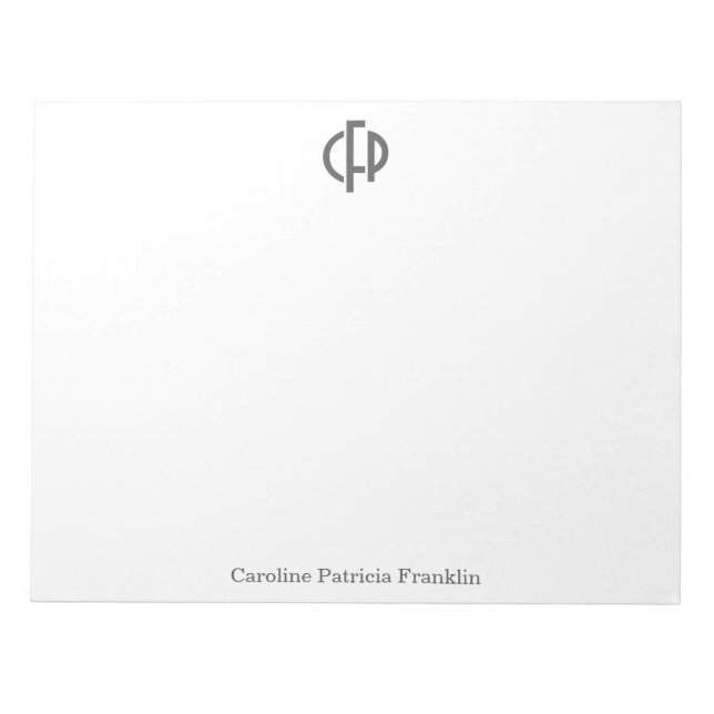 Bloc-note Initiales de Monogramme géométrique noir design (Devant)