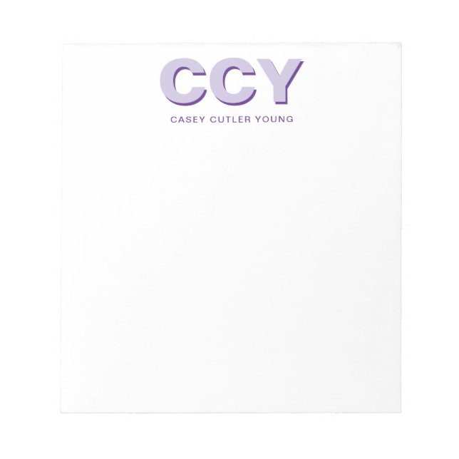 Bloc-note Initiales Épaisses Violet Personnalisé (Devant)