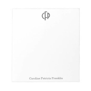 Bloc-note Initiales géométriques noires modernes élégant