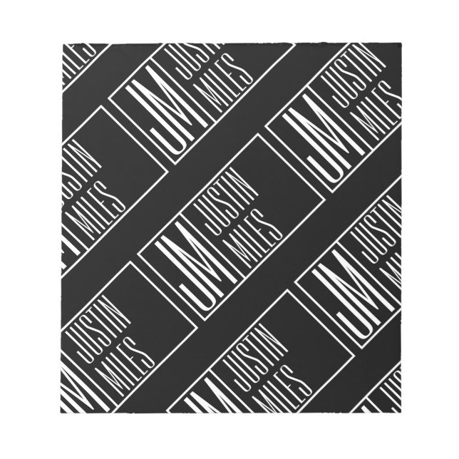 Bloc-note Initiales modernes avec nom Monogram Motif (Devant)