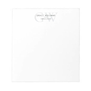 Bloc-note Initiales monogramme minimaliste professionnel