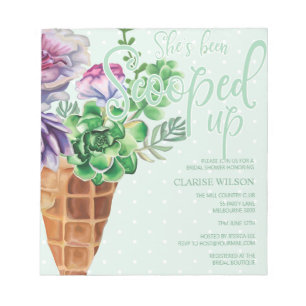 Bloc-note Invitation de douche de mariée verte BUDGET ramass