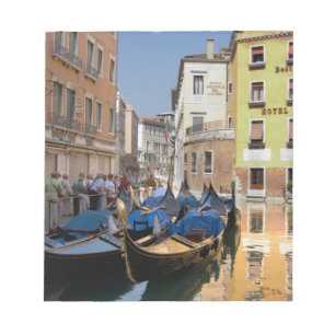 Bloc-note Italie, Venise, gondoles amarrées le long d'un can