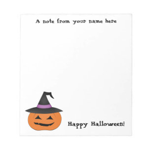 Bloc-note Jack-o'-lantern d'Halloween avec casquette sorcier