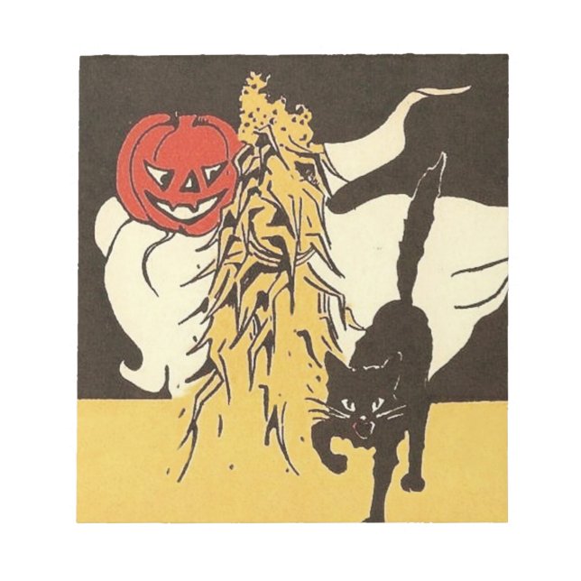 Bloc-note Jack O'Lantern Fantôme Chat Noir Cornstalk (Devant)