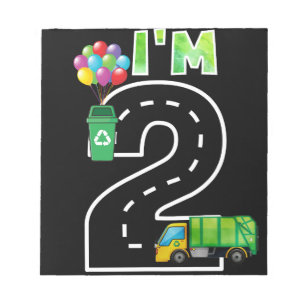 Bloc-note J'ai 2 ans Anniversaire Garbage Truck