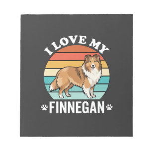 Bloc-note J'aime mon Finnegan Sheltie Retro Sunset