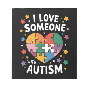 Bloc-note J'Aime Quelqu'Un Avec Autisme Sensibilisation Auti