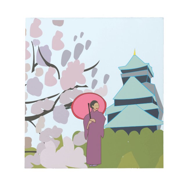 Bloc-note Japon Cherry Blossom Geisha Kimono (Devant)