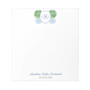 Bloc-note Jar De Gingembre Classique Monogramme Bleu Et Vert