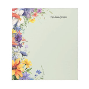 Bloc-note Jardin de fleurs sauvages personnalisé