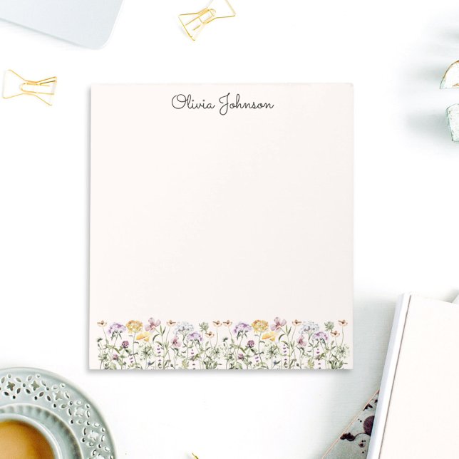 Bloc-note Jardin de fleurs sauvages personnalisé (In situ Office desk)