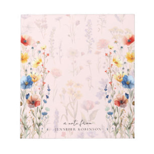 Bloc-note Jardin Floral Printemps Eté Fleurs Sauvages Nom Ro