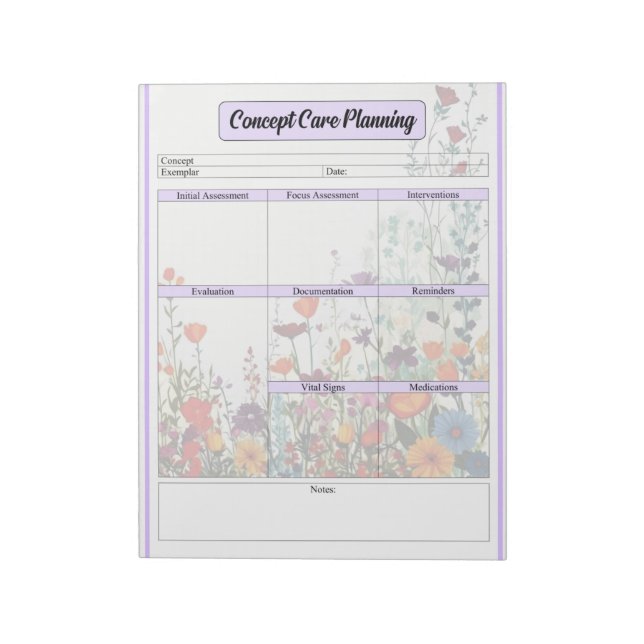 Bloc-note Jardin pourpre fleuri _ Planification des soins co (Tourné)