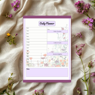 Bloc-note Jardin Violet en Fleur _ Planificateur Quotidien