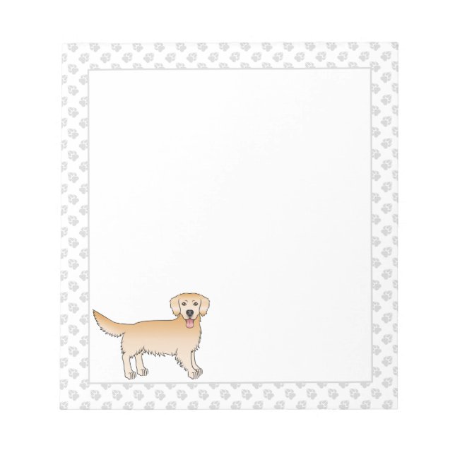 Bloc-note Jaune Golden Retriever mignon chien de dessin avec (Devant)