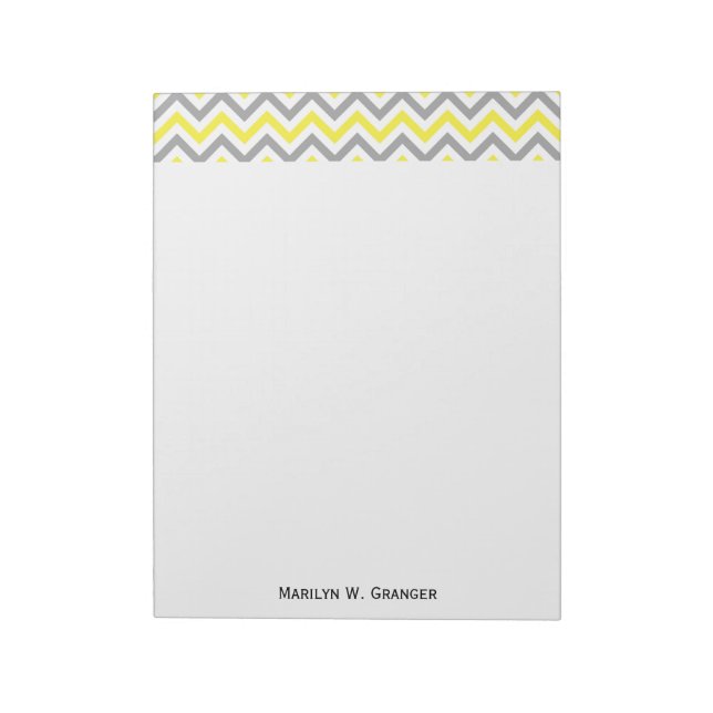 Bloc-note Jaune, Gris Dk What Grand Motif Chevron ZigZag (Tourné)