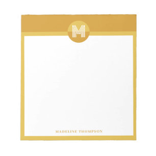 Bloc-note Jaune Moutarde Unique Géométrique Monogramme Moder