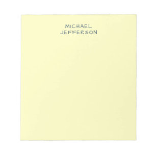 Bloc-note Jaune Très Pâle Minimaliste Moderne Simple Nom
