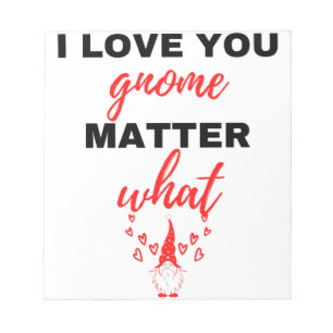 Bloc-note Je T'Aime Gnome Matter Ce Noir
