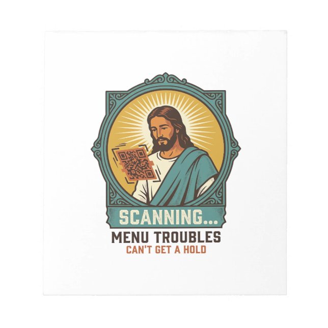 Bloc-note Jésus Code QR flou ne scannera pas Menu Humour Tec (Devant)