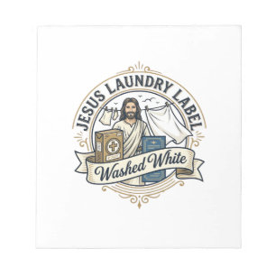 Bloc-note Jesus Étiquette De Linge Lavé Blanc Jesus Linge La
