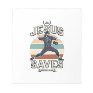Bloc-note Jésus Sauve Baseball Vintage Christian Vector Desi