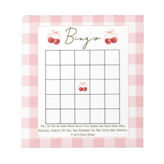 Bloc-note Jeu de baby shower Bingo Cherry Sweet 