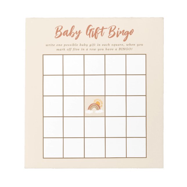 Bloc-note Jeu de Baby shower de Bingo Neutral Baby (Devant)