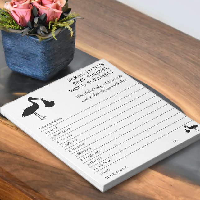 Bloc-note Jeu de baby shower do-it-yourself Saut de mot (word scramble game notepad is the perfect way to keep your guests entertained)