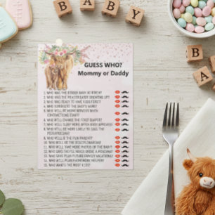 Bloc-note Jeu de devinette Baby Shower Vache Highland