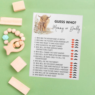 Bloc-note Jeu de devinette Baby Shower Vache Highland 