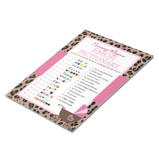Bloc-note Jeu de douche Leopard et rose Emoji Nursery Rhyme (Incliné)
