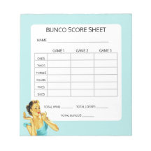Jeu Retro Bunco Score Pad
