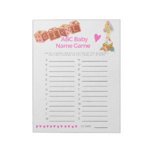 Bloc-note Jeux de nom de bébé Baby Shower Bébé Fille