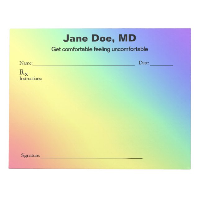 Bloc-note Joke prescription rainbow - 11" x 8.5" Notepad (Devant)