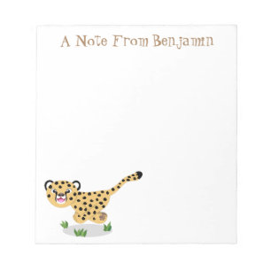 Bloc-note Joli bébé guépard en cours de dessin animé illustr