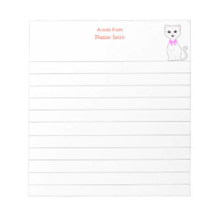 Bloc-note Joli Chat Blanc Ligné