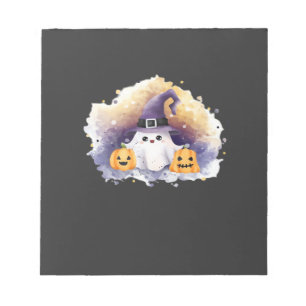 Bloc-note Joli Chat Fantôme avec Citrouilles � Kawaii Hallow
