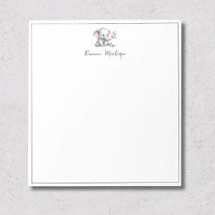 Bloc-note Joli éléphant bébé papillon pastel Nom Nurserie