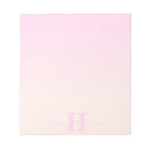 Bloc-note Joli monogramme personnalisable Dégradé pêche et