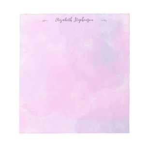 Bloc-note Joli nom personnalisé aquarelle rose féminin