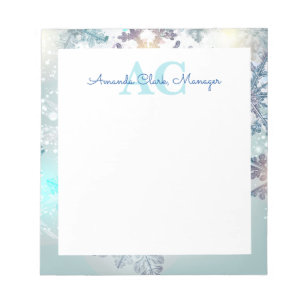 Bloc-note Joli nom personnalisé monogramme bleu